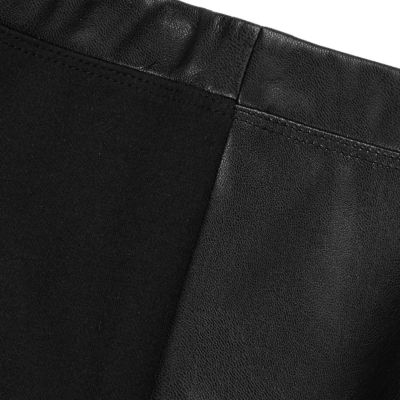 Mini girls black leather-look leggings